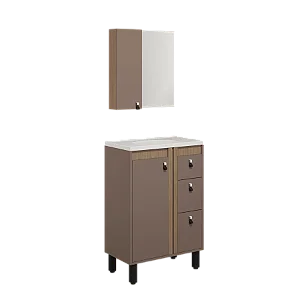 Kit Gabinete Ripado C/pes, Cuba e Espelheira 0.60MT Havana/Jequitiba 46324