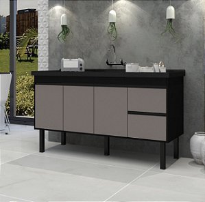 Gabinete Madeira Preto/Ouro 45344 1.74MT