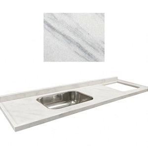 Pia Marmore branco Cuba funda/sobreposta/acabamento duplo Parte seca e corte cooktop 4/5 bocas 2.00MT