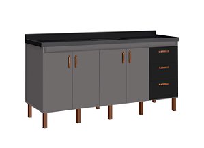 Gabinete Madeira Cinza/Preto 472424 1.74MT
