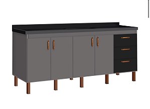 Gabinete Madeira Cinza/Preto 472524 1.94MT
