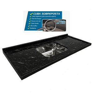 Pia granito Preto Via Lactea Cuba funda/sobreposta/acabamento duplo 1.50MT