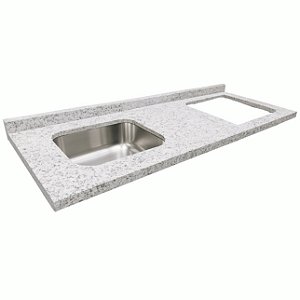 Pia granito Portinari Cuba funda/sobreposta/acabamento duplo C/parte seca e corte cooktop 4\5 bocas 2.00MT