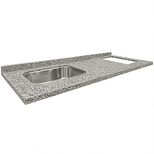 Pia granito Corumba Cuba funda/sobreposta/acabamento duplo C/parte seca e corte cooktop 4\5 bocas 1.80MT