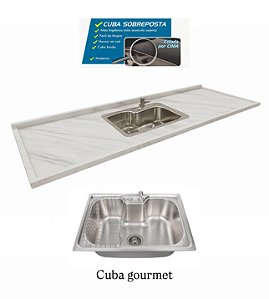 Pia Marmore Branco Cuba GOURMET/sobreposta/acabamento duplo 1.80MT