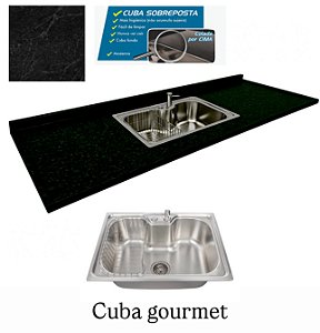 Pia granito Sao Gabriel Negresco Cuba GOURMET/sobreposta/acabamento duplo  2.00MT