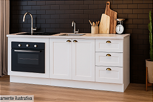 Gabinete Madeira C/Rodape C/Entrada para forno 59x41cm Provençal Branco 487510 GD 2.00MT