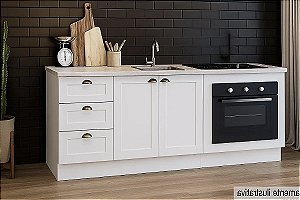 Gabinete Madeira C/Rodape C/Entrada para forno 59x41cm Provençal Branco 487510 GE 2.00MT
