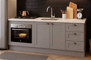 Gabinete Madeira C/Rodape C/Entrada para forno 59x41cm Provençal Cinza 487540 GD 2.00MT