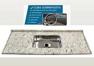 Pia granito Marfim Arabesco Cuba funda/sobreposta/acabamento duplo  1.60MT