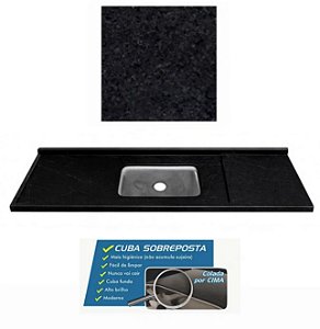 Pia granito Preto Aracruz Cuba funda/sobreposta/acabamento duplo/Parte seca 2.00MT