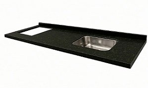 Pia granito Verde Ubatuba Cuba Funda/Sobreposta/Parte seca e corte cooktop Nicho 53x36 - 4 bocas Esquerdo 1.80MT
