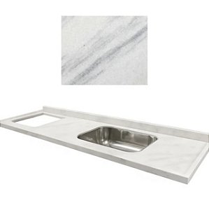 Pia Marmore branco Cuba Funda/Sobreposta/Parte seca e corte cooktop Nicho 53x36 - 4 bocas Esquerdo 1.80MT