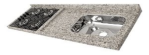 Pia granito Marfim Arabesco Cuba Funda/Sobreposta/Parte seca e corte cooktop Nicho 53x36 - 4 bocas Esquerdo 1.50MT