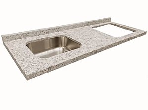 Pia granitoMarfim Arabesco Cuba Funda/Sobreposta/Parte seca e corte cooktop Nicho 63x36 - 5 bocas Direito 2.00MT