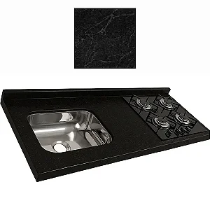 Pia granito Sao Gabriel Negresco Cuba Funda/Sobreposta/Parte seca/Corte cooktop Nicho 53x36 - 4 bocas Direito 1.20MT