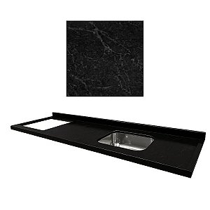 Pia granito Sao Gabriel Negresco Cuba Funda/Sobreposta/Parte seca/Corte cooktop Nicho 63x36 - 5 bocas Esquerdo 1.80MT