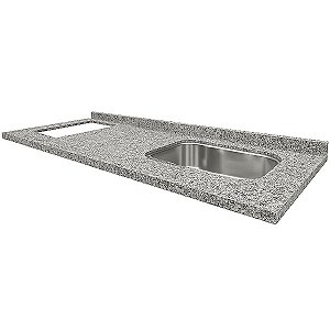 Pia granito Corumba Cuba Funda/Sobreposta/Parte seca e corte cooktop Nicho 53x36 - 4 bocas Esquerdo 2.00MT