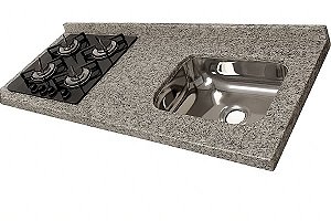Pia granito Corumba Cuba Funda/Sobreposta/Parte seca e corte cooktop Nicho 53x36 - 4 bocas Esquerdo 1.20MT
