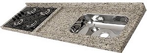 Pia granito Ornamental Cuba Funda/Sobreposta/Parte seca e corte cooktop Nicho 53x36 - 4 bocas Esquerdo 1.50MT