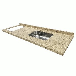 Pia granito Ornamental Cuba Funda/Sobreposta/Parte seca e corte cooktop Nicho 56x36 - 4 bocas Esquerdo 2.00MT