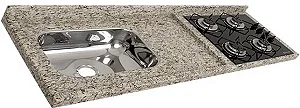 Pia granito ornamental Cuba Funda/Sobreposta/Parte seca e corte cooktop Nicho 48x28 - 2 bocas Direito 1.20MT