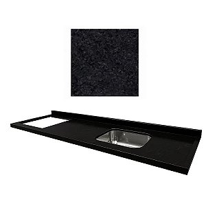 Pia granito Preto Aracruz Cuba Funda/Sobreposta/Parte seca e corte cooktop Nicho 53x36 - 4 bocas Esquerdo 2.00MT