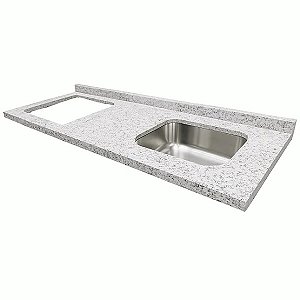 Pia granito Portinari Cuba Funda/Sobreposta/Parte seca e corte cooktop Nicho 53x36 - 4 bocas Esquerdo 1.80MT