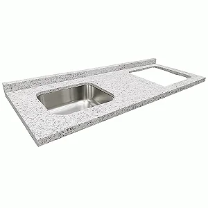 Pia granito Portinari Cuba Funda/Sobreposta/Parte seca e corte cooktop Nicho 63x36 - 5 bocas Direito 1.80MT