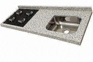 Pia granito Portinari Cuba Funda/Sobreposta/Parte seca e corte cooktop Nicho 53x36 - 4 bocas Esquerdo 1.50MT