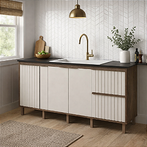 Gabinete Madeira Ripado Avelato/Off White 493544 1.94MT