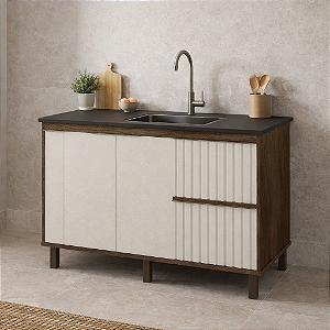 Gabinete Madeira Ripado Avelato/Off White 493344 1.44MT