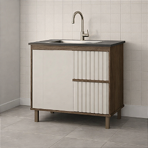 Gabinete Madeira Ripado Avelato/Off White 493244 1.14MT