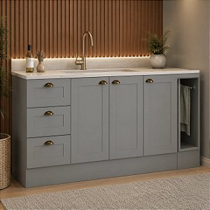 Gabinete Madeira C/Rodape Provençal Cinza 48744 GE 1.80MT