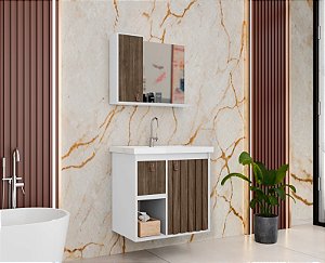 Kit gabinete ripado, Cuba e Espelheira 0.58MT Branco/avelato 49515