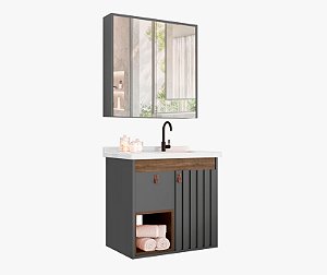 Kit gabinete, Cuba e Espelheira 0.60MT Grafite/Avelato 49724