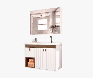 Kit gabinete, Cuba e Espelheira 0.80MT Branco/Avelato 49814