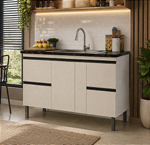 Gabinete Madeira Branco/Off White 435344 1.44MT