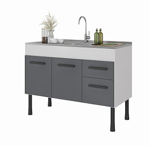 Gabinete Madeira Branco/Grafite 007214 1,14MT