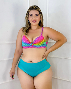 Conjunto Biquíni conforto Plus Size top com bojo calcinha tanga Verde -  Nica Brasil Biquínis, Moda praia e Moda íntima