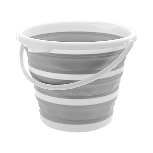 Balde Retrátil Dobrável Silicone 10 Litros C/ Alça Powermaid Cinza