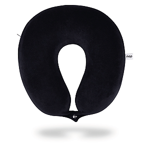 Travesseiro Nasa De Pescoço Nap Viagem Plush Preto Anatômico