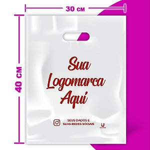 Promoção - Sacola Personalizada Alça Boca / Tamanho: 30L x 40A cm - Embalagem de Plástico