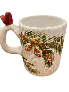 Caneca Natalina Pássaro Vermelho