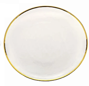 Prato Raso Cristal c/ Borda Dourada 26cm