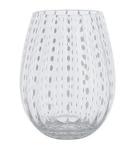 Copo em vidro transparente com detalhe em branco