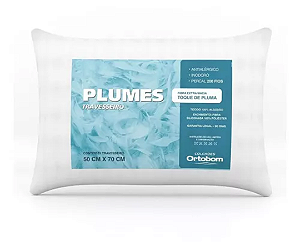 Travesseiro Ortobom Plumes Fibra Siliconada 50x70 cm - Branco