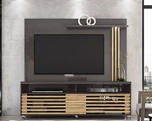 Painel Home TV até 65 Polegadas Frizz Titânio/Carvalho - Madetec