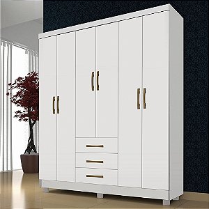 Guarda Roupa Verona 6 Portas 3 Gavetas Branco - Nyne