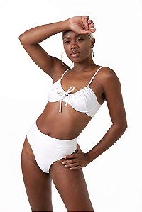 Calcinha Hot Pants Branco Canelado